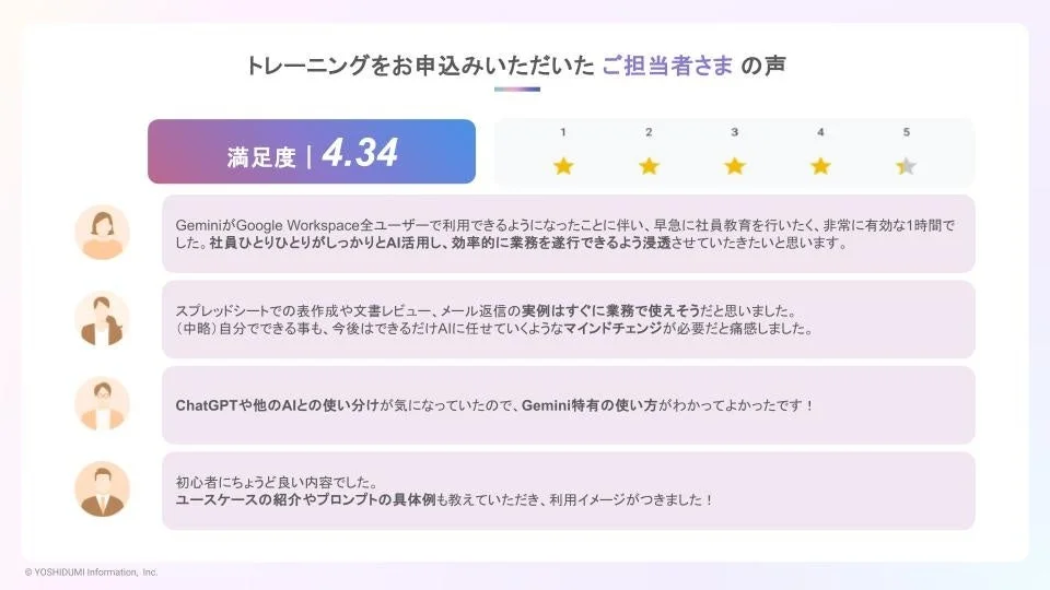 トレーニング受講者の声