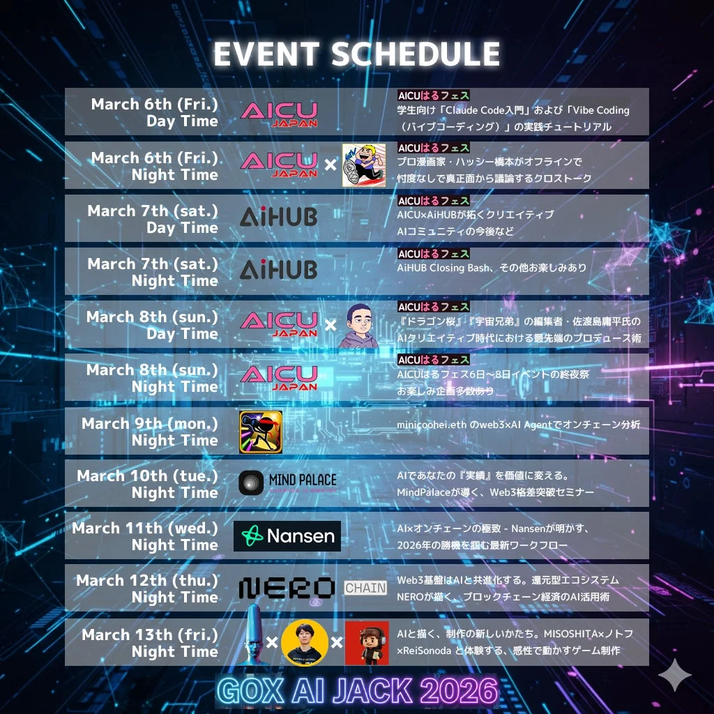 GOX AI JACK 2026イベントスケジュール