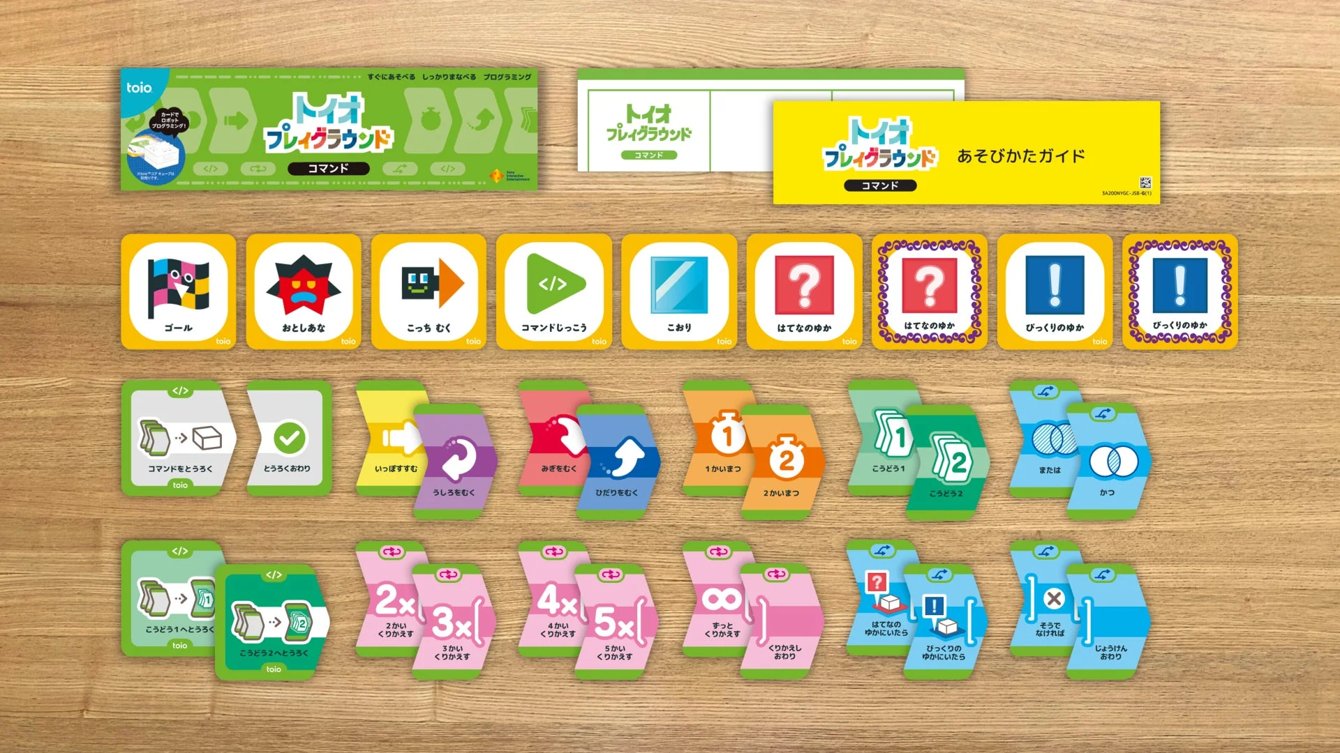 toioプレイグラウンドコマンドのカードとガイド