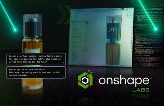 Onshape Labsのロゴと香水アトマイザーの3D CADモデル