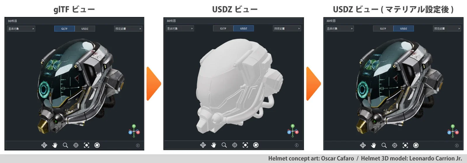 glTFとUSDZビューの比較